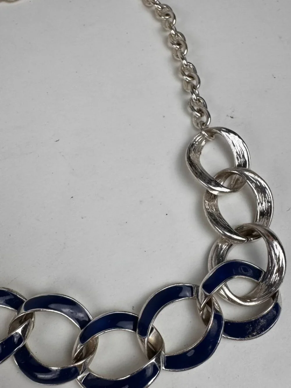 Women's Liz Claiborne Blue Enamel Silver-Tone Chain Statement Bracelet